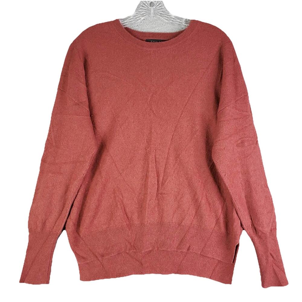 Tahari Sweater Women’s Size XL Long Sleeve 2-Ply Cashmere Rust Brown